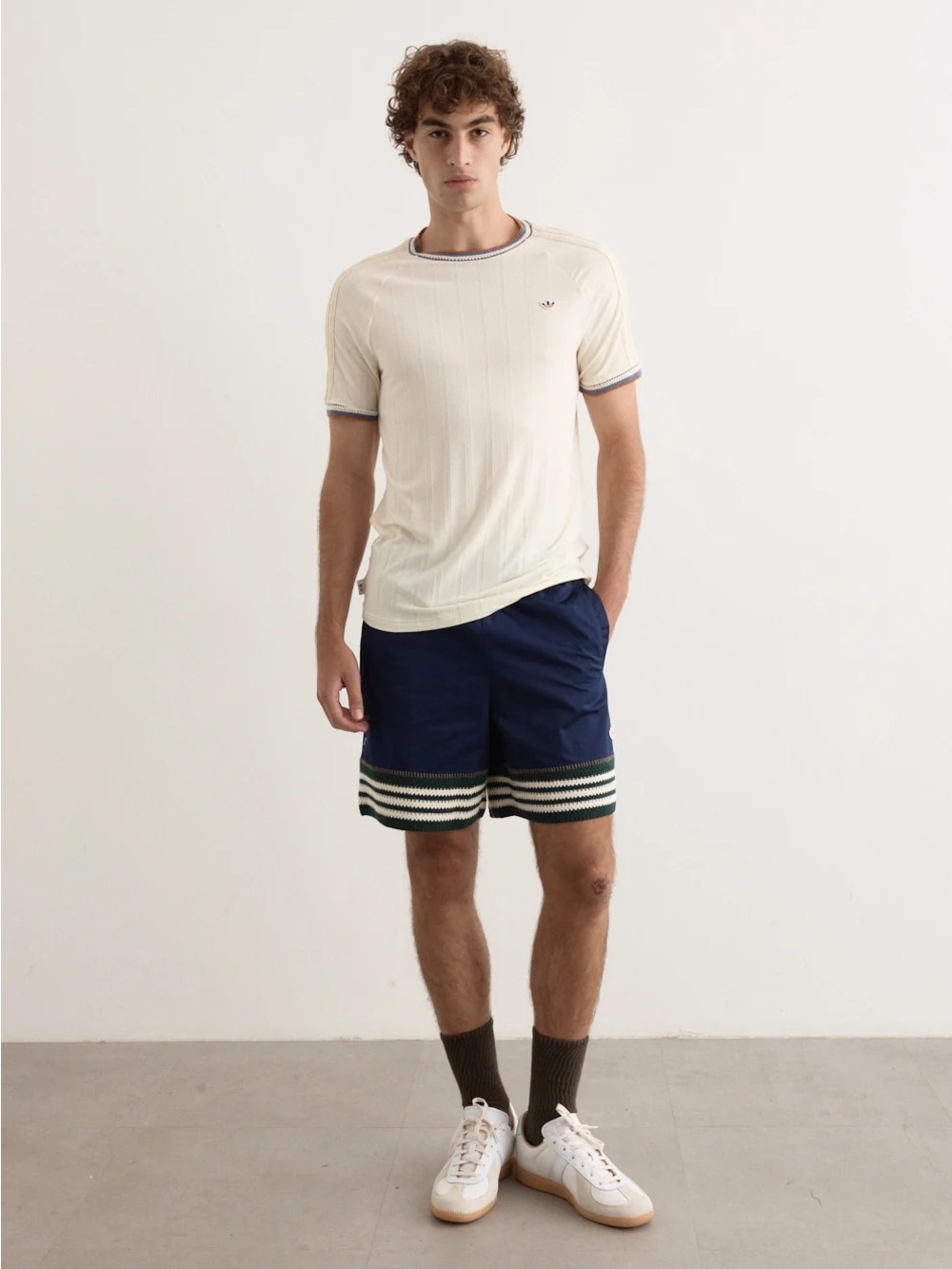 Adidas x Clot by Edison Chen Knit Shorts 7” Navy Sz S Mens / Unisex 
(Jul A-2)